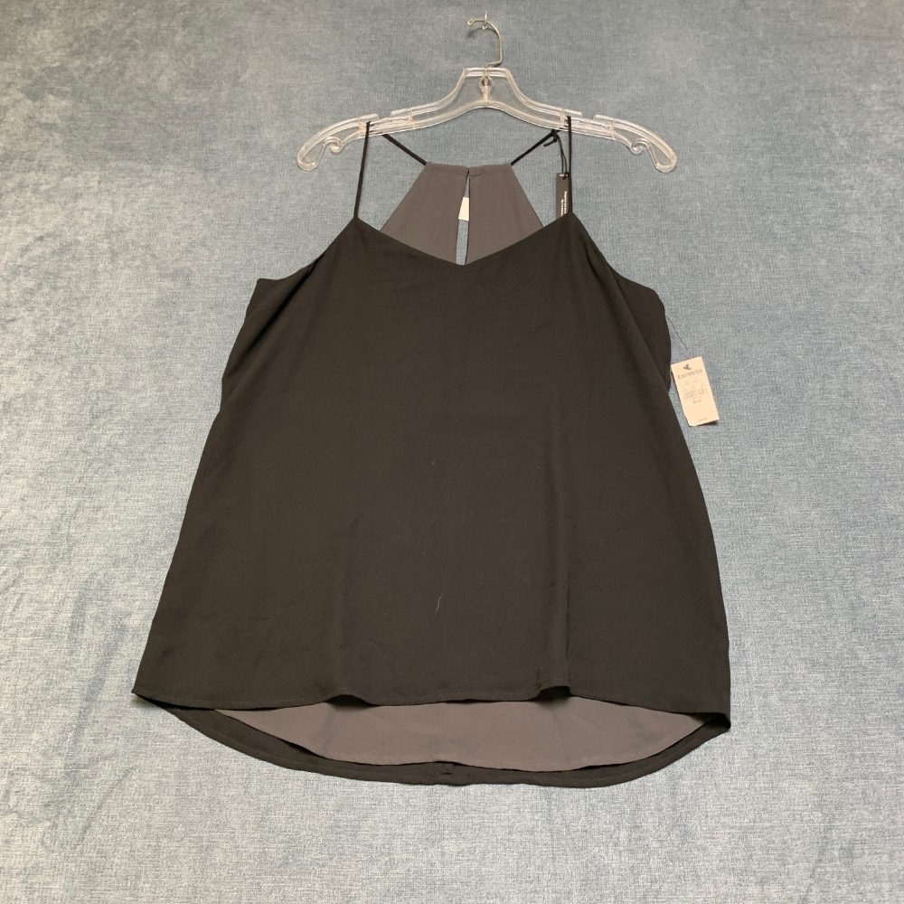 Express Barcelona Cami Top Womens Medium Black Spaghetti Strap Back Keyhole